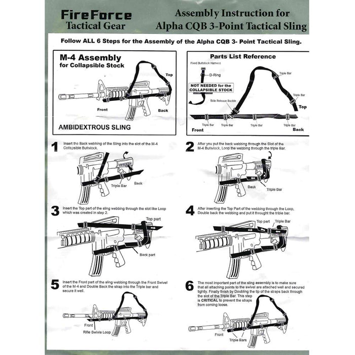 USGI Fire Force Alpha CQB 3 Point Sling - US Army Surplus - Slings