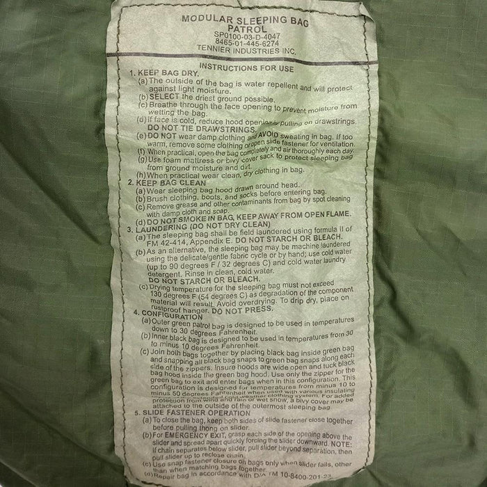 US Patrol Sleeping Bag - US Army Surplus - Sleeping Bags