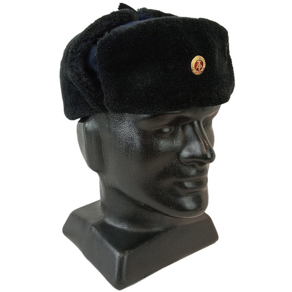 East German Navy Ushanka With Badge - East German Army Surplus - Hats