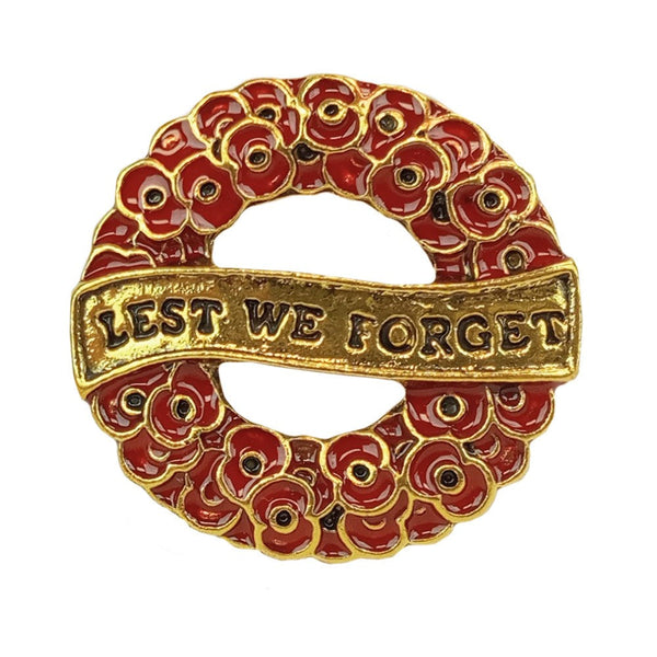 Lest We Forget Wreath Pin Gold - Unbranded - Flags, Badges & Insignia