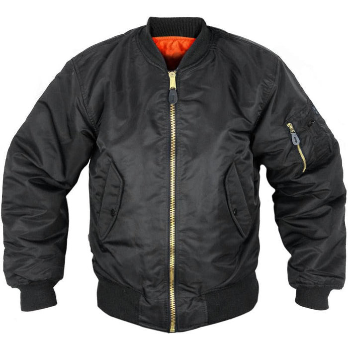 MA-1 Black Flight Jacket - Brass Zip - Mil-Tec - Flight Jackets