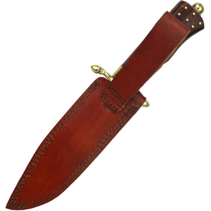 Damascus Brass Pin Bowie Knife