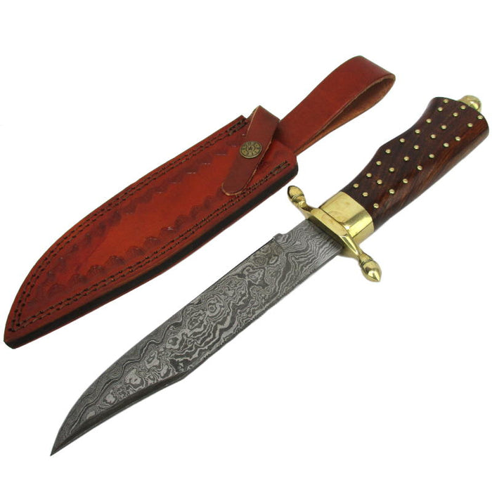 Damascus Brass Pin Bowie Knife - Unbranded - Multitools